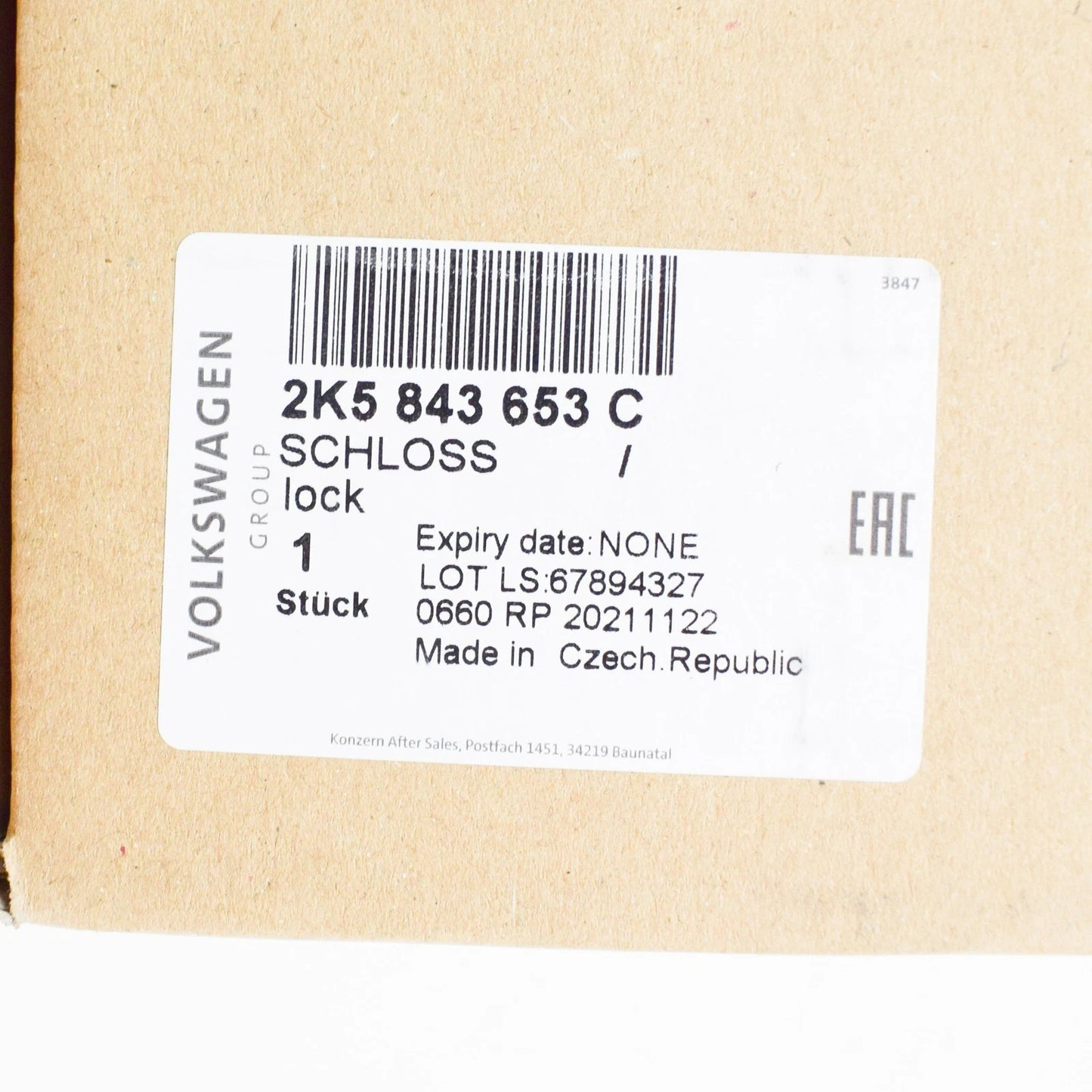 NEW VW CADDY 2K MK3 LEFT SLIDING DOOR REMOTE OPERATED LOCK 2K5843653C ORIGINAL