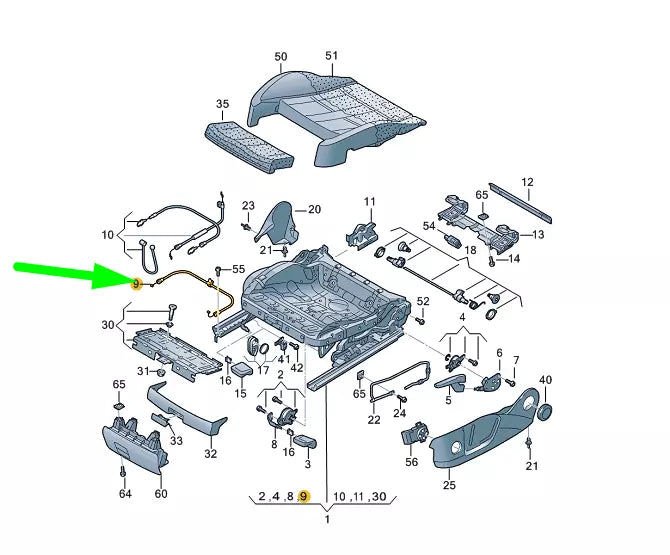 NEW AUDI A4 B8 FRONT SEAT FORE AND ADJUSTMENT CABLE 8K0881271