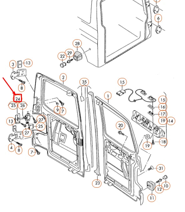 NEW VOLKSWAGEN TRANSPORTER T5 REAR WING DOOR RIGHT CATCH 7H0827794G
