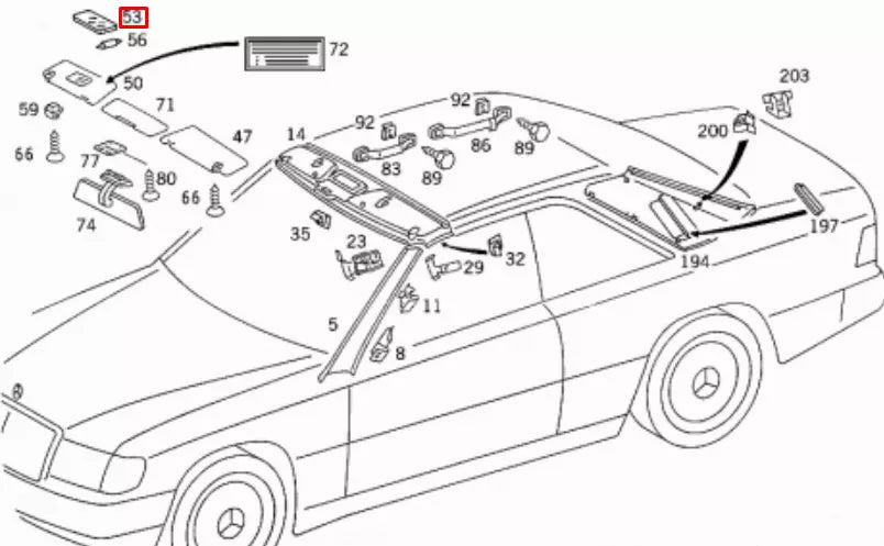 NEW MERCEDES-BENZ SL R129 SUN VISOR INSIDE MIRROR A12981023178F30