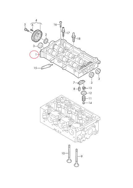 new volkswagen polo 6r camshafts housing camshaft module 04b103044a original