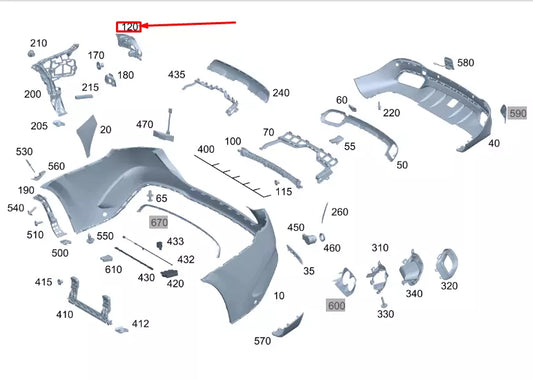 NEW MERCEDES-BENZ GLE W167 REAR LEFT BUMPER BASIC CARRIER A1678803900 ORIGINAL