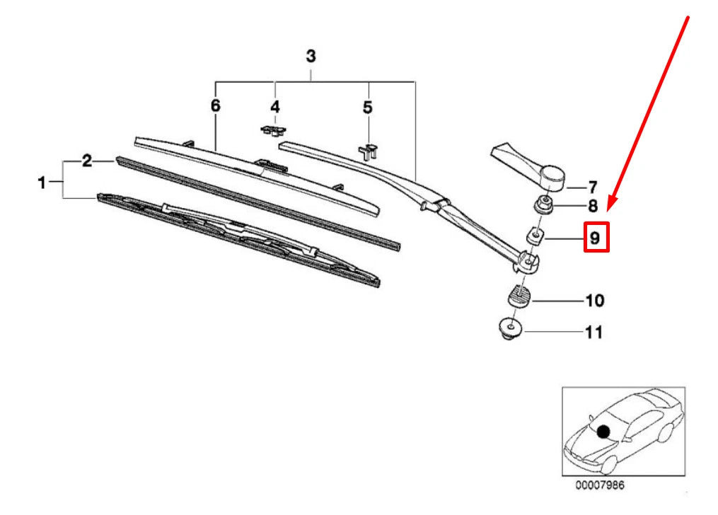 NEW BMW 5 E39 LEFT WIPER ARM ADJUSTER WASHER PLATE 8161493 61618161493 ORIGINAL