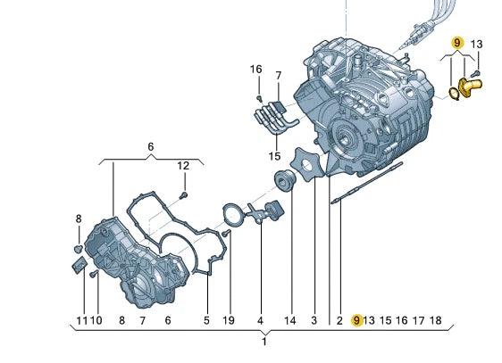 NEW VOLKSWAGEN E-THARU ENGINE COOLANT CONNECTION 0EA121131E ORIGINAL