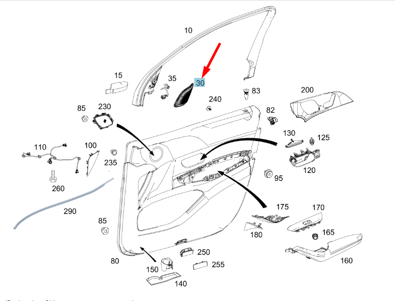 NEW MB GLE W167 FRONT LEFT DOOR MIRROR TRIANGLE COVER A16772023057F24 ORIGINAL