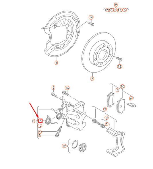 new audi a3 8p rear left brake caliper spring 1k0615295 original