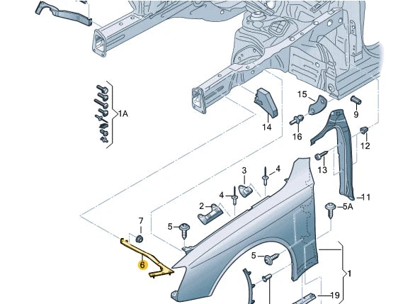 NEW AUDI A5 RS5 CABRIO SPORTBACK 8T FRONT RIGHT FENDER HOLDER 8T0821136H