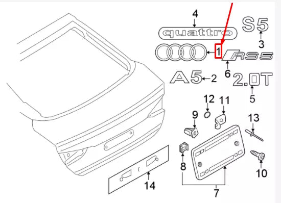NEW AUDI A5 SPORTBACK 8W6 REAR EMBLEM BADGE 8W8853742AT94