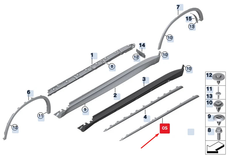 NEW BMW X5 F15 RIGHT SIDE SILL TRIM STRIP 51777321876 7321876 ORIGINAL