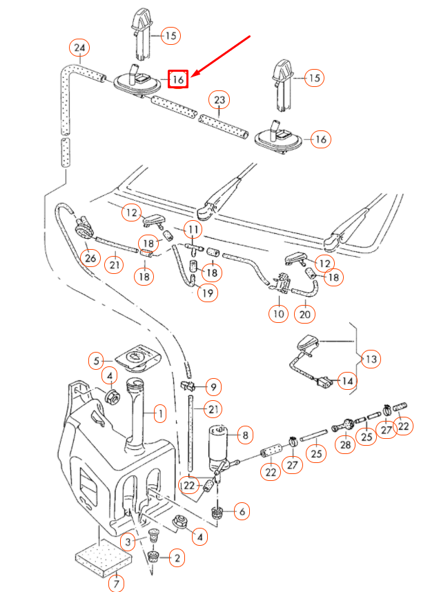 new volkswagen transporter t4 windscreen washer jet grommet 7d1955997 original