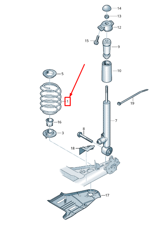 new skoda octavia 5e mk3 rear coil spring 5q0511121aj original