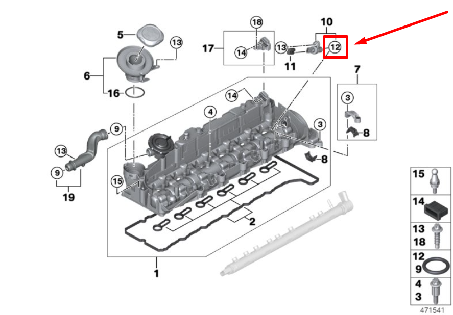 new bmw 4 f33 camshaft position sensor o-ring 13627796699 7796699 original