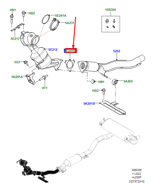 new land rover range rover evoque l538 exhaust pipe gasket lr094164 original