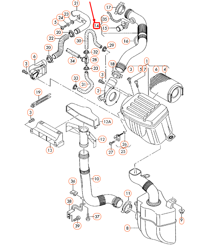 NEW AUDI A3 8P AIR INTAKE HOSE 1K0129684AE ORIGINAL