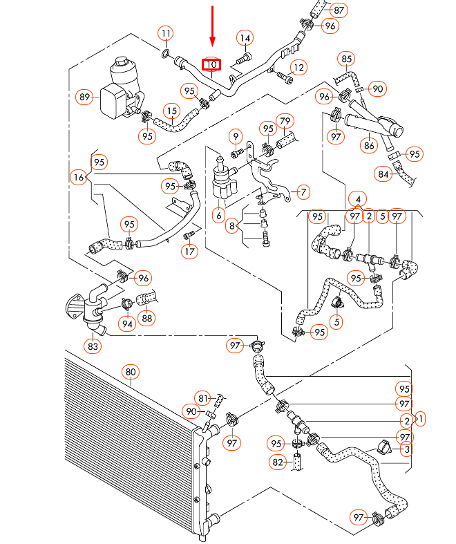 NEW AUDI A1 8X ENGINE COOLANT PLASTIC PIPE 03L121065AJ ORIGINAL