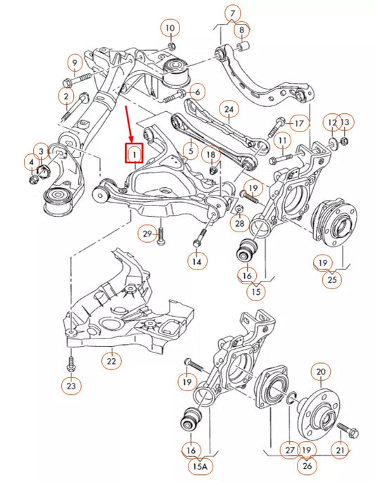 NEW AUDI A6 C6 REAR LEFT LOWER AXLE WISHBONE ARM 4F0505311L ORIGINAL