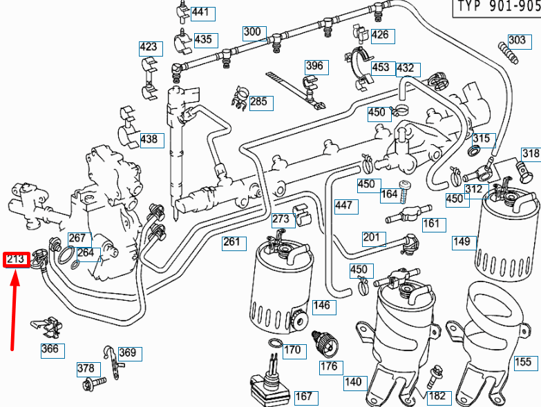 NEW MB SPRINTER W903 FEED PUMP FUEL PRESSURE SENSOR LINE A6120702632 ORIGINAL