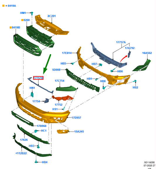 new ford ranger tke front bumper radiator grille bracket 2238088 original