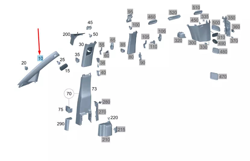 NEW MERCEDES-BENZ VITO W447 LEFT A PILLAR TRIM A44769041259F93 ORIGINAL