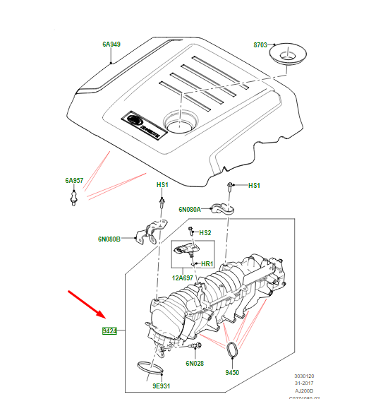 new land rover range rover velar l560 intake manifold lr085938 original