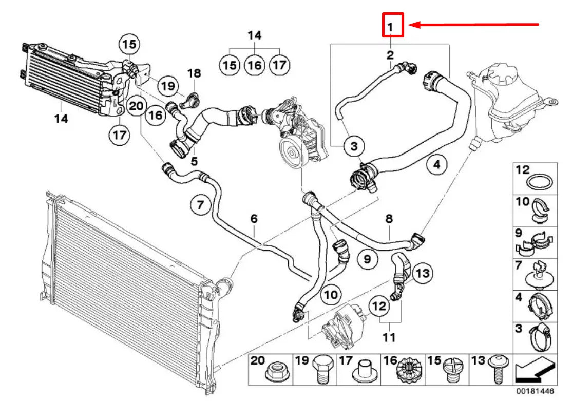 NEW BMW 3 E90 UPPER RADIATOR HOSE 17127805260 7805260 ORIGINAL