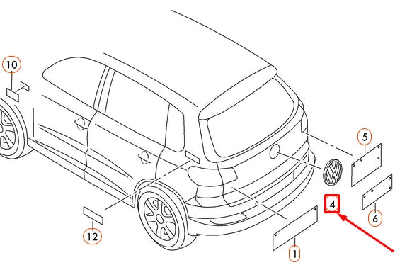 NEW VOLKSWAGEN TIGUAN MK1 REAR CHROME BLACK VW EMBLEM 5N0853630FXC