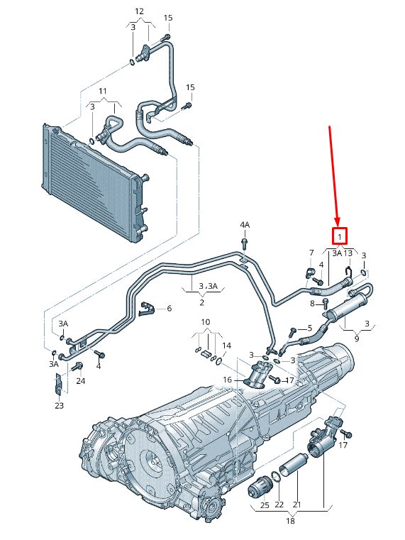 new audi a4 avant b8 gearbox oil pressure line 8k0317817cl original