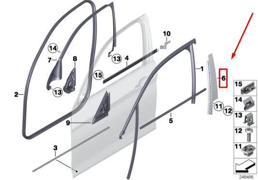 NEW BMW 1 F20 FRONT RIGHT COLUMN-B DOOR MOLDING COVER 51337276962 7276962