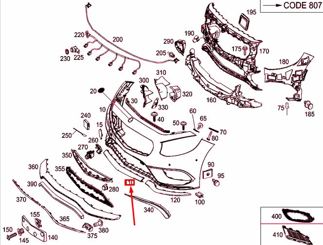 NEW MB S COUPE C217 FRONT BUMPER CENTRAL BOTTOM TRIM A2178851221 OEM