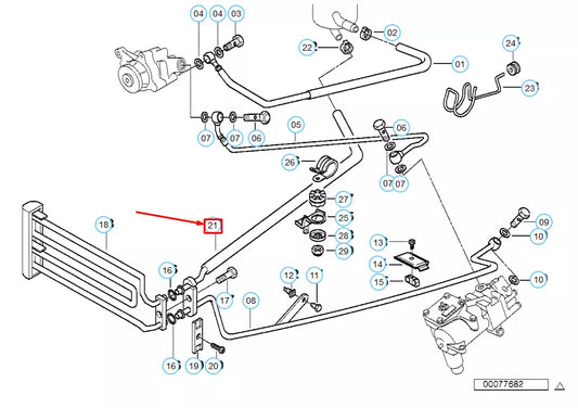 NEW BMW 7 E38 SEDAN POWER STEERING RADIATOR RETURN HOSE 32411091976 ORIGINAL