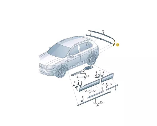 NEW VOLKSWAGEN TIGUAN AD REAR LEFT BUMPER MOLDING 5NN853841A041