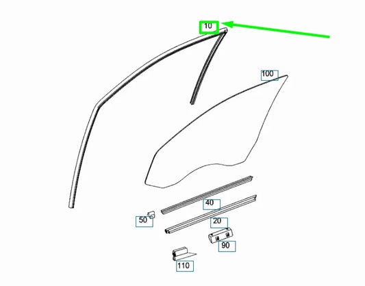 NEW MERCEDES-BENZ E W211 FRONT LEFT WINDOW RUN CHANNEL A2117250125