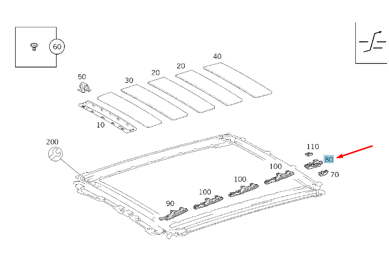 NEW MERCEDES-BENZ A W168 SLIDING ROOF LEFT LINKAGE A1687800175 ORIGINAL