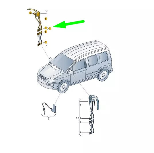 NEW VW CADDY MK3 MIRROR RIGHT AERIAL MODULE WITH BRACKET RHD 2K5035526Q