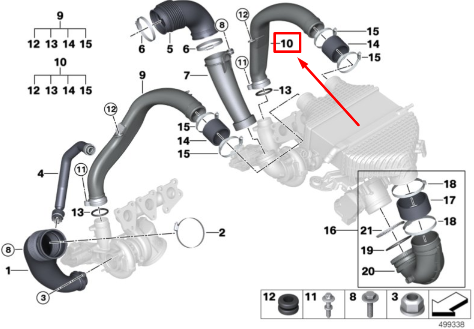 new bmw 2 coupe f87 cylinder charge air pipe dust 11617846246 7846246 original