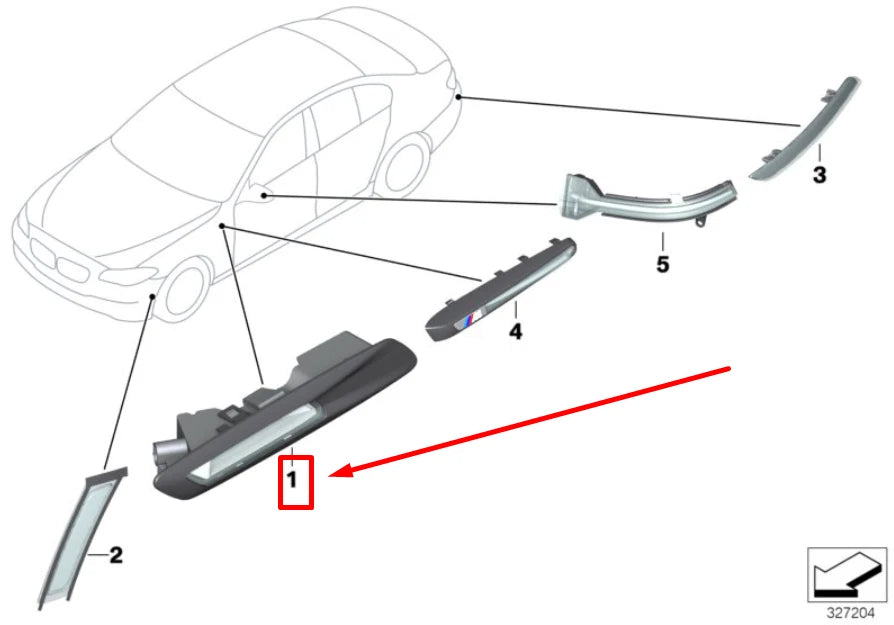 NEW BMW 5 F10 FRONT RIGHT FENDER TURN SIGNAL 63137154168 7154168 ORIGINAL