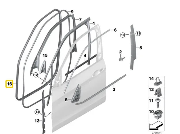 NEW BMW X5 F15 FRONT DOOR EDGE PROTECTION SEAL 51727289610 ORIGINAL