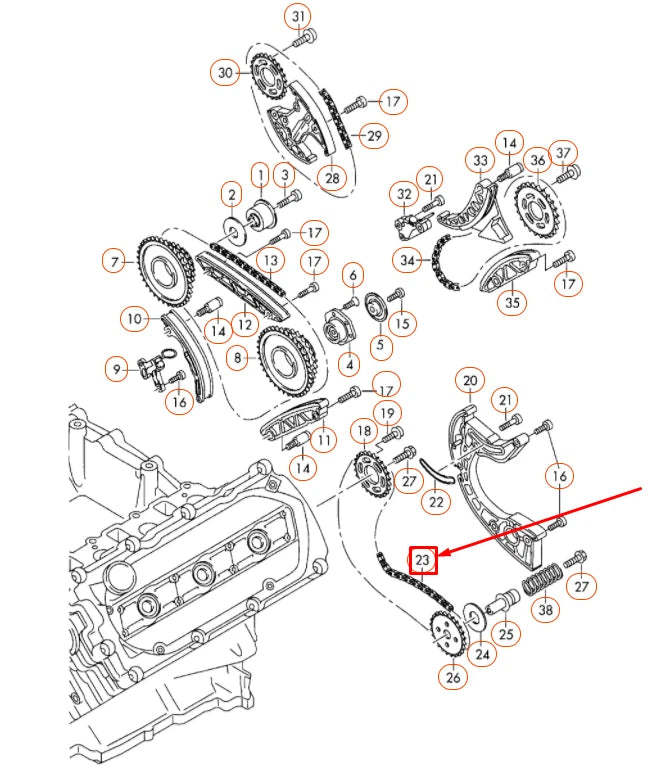 NEW AUDI A4 B8 LOWER CENTRE CAMSHAFT TIMING CHAIN 06E109465AQ