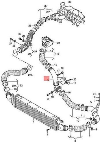 new volkswagen tiguan 5n intercooler hose 5n0145770f original