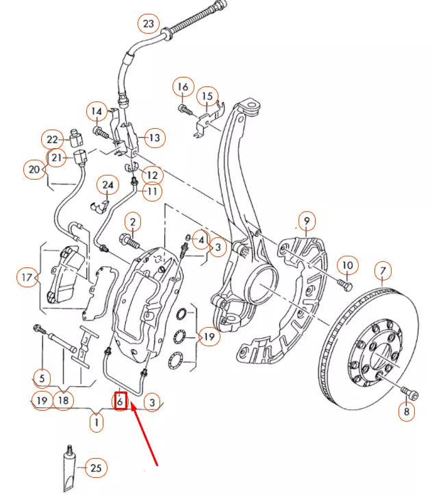 NEW AUDI Q7 4L FRONT BRAKE CALIPER CONNECTING PIPE LINE 7L0615701A ORIGINAL