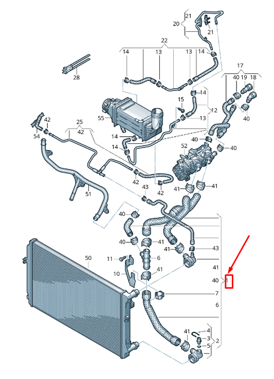 new vw golf sportsvan am engine coolant hose 5q0121049cm original