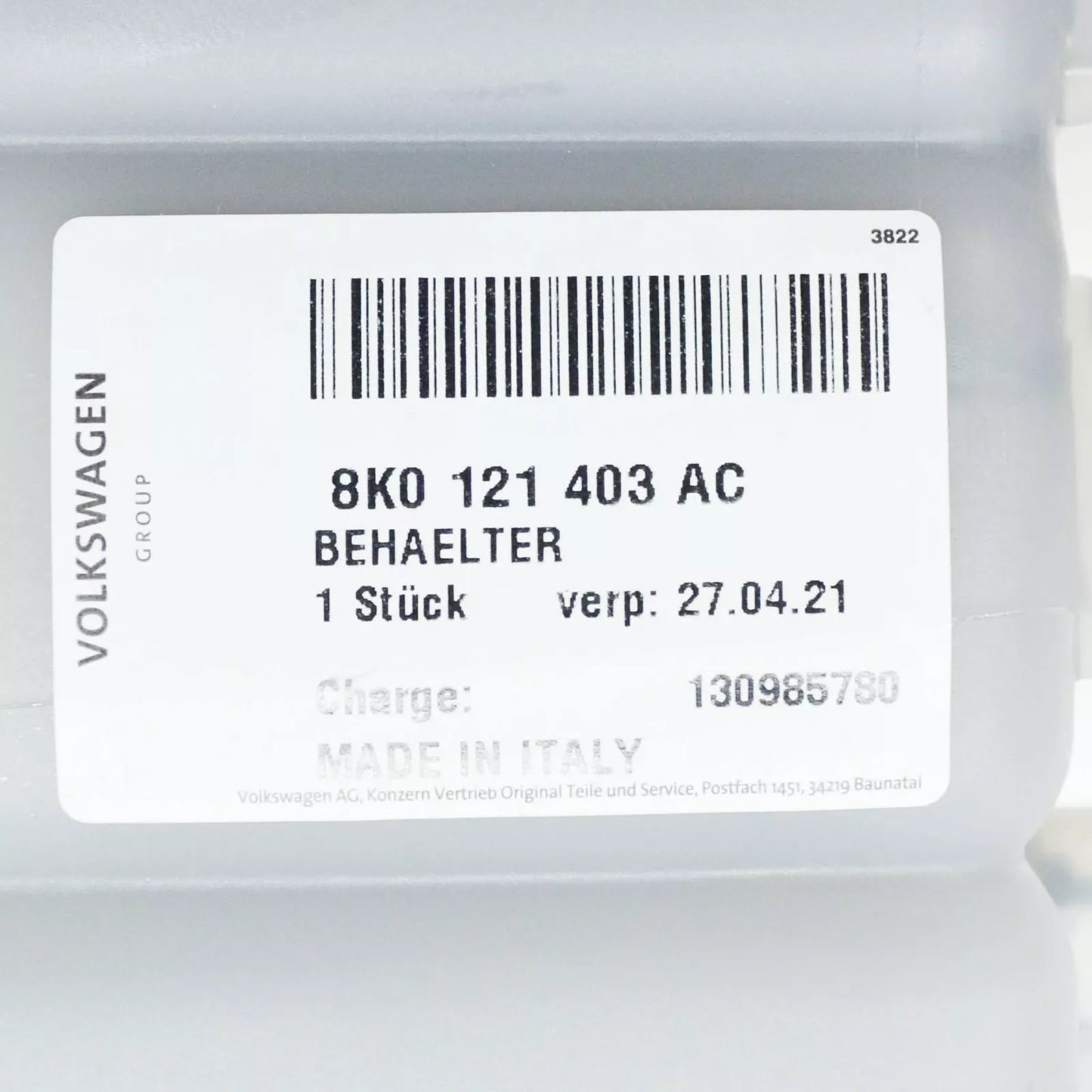 NEW AUDI A4 B8 ENGINE COOLANT RESERVOIR 8K0121403AC