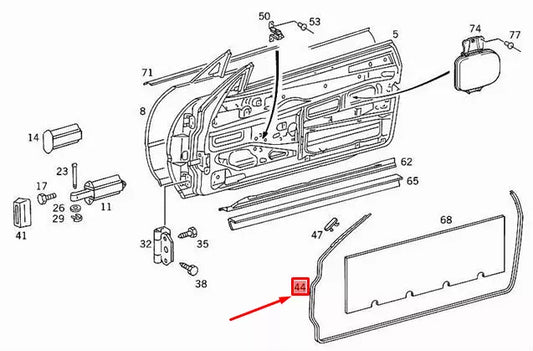 NEW MERCEDES-BENZ SL R129 WEATHERSTRIP RIGHT FRONT DOOR A1297200278 ORIGINAL