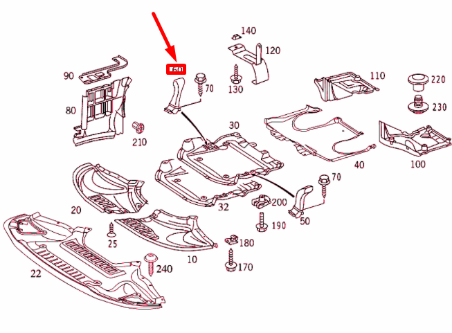 NEW MB S W220 FRONT RIGHT PROTECTIVE PLATE PIPE PIECE A2205280309 ORIGINAL