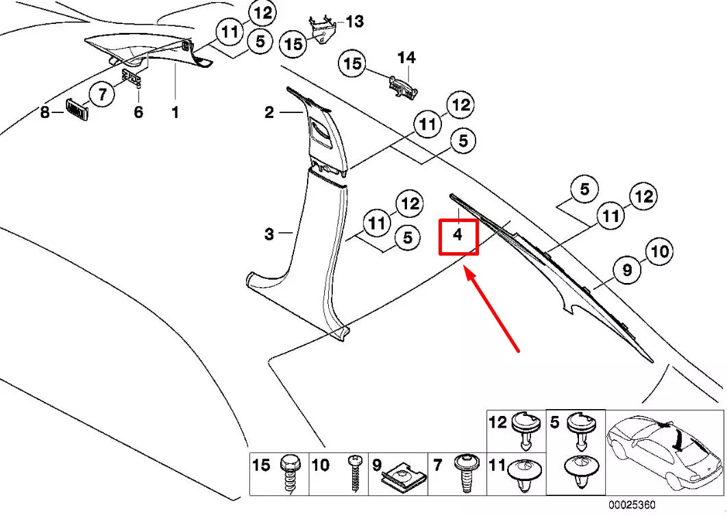 NEW BMW 5 E39 REAR LEFT COLUMN TRIM PANEL 7006853 51437006853 ORIGINAL