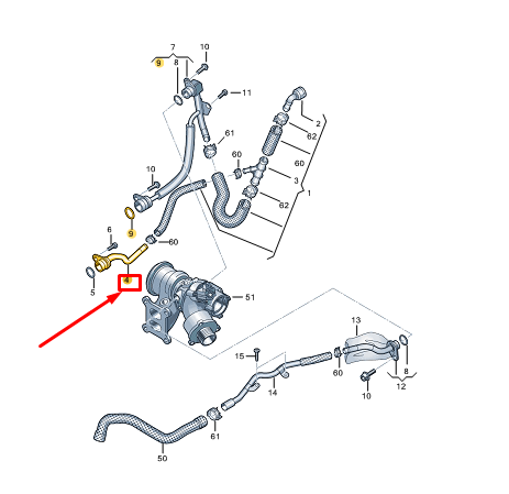new vw golf cd mk8 engine coolant pipe 06k121065r original