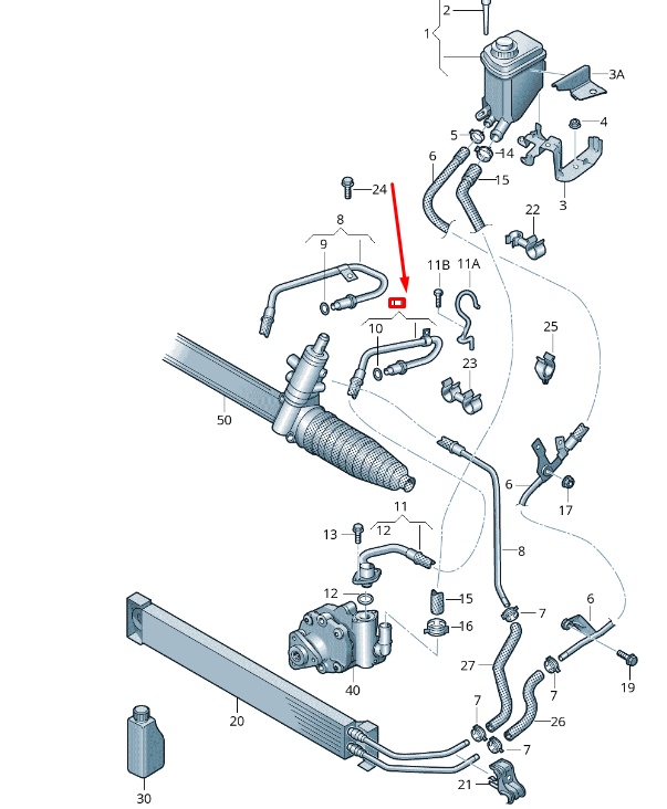 new vw touareg 7p mk2 power steering expansion hose lhd 7p6422893s original