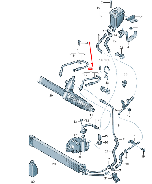new vw touareg 7p mk2 power steering expansion hose lhd 7p6422893s original