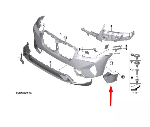 NEW BMW X3 G01 FRONT RIGHT AIR CURTAIN 51115A313A9 ORIGINAL