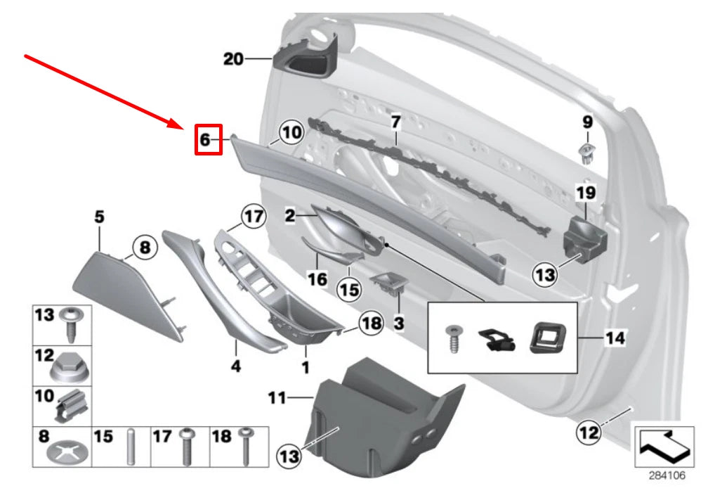 NEW BMW 5 F10 FRONT LEFT DOOR TRIM MOLDING 7225545 51417225545 ORIGINAL